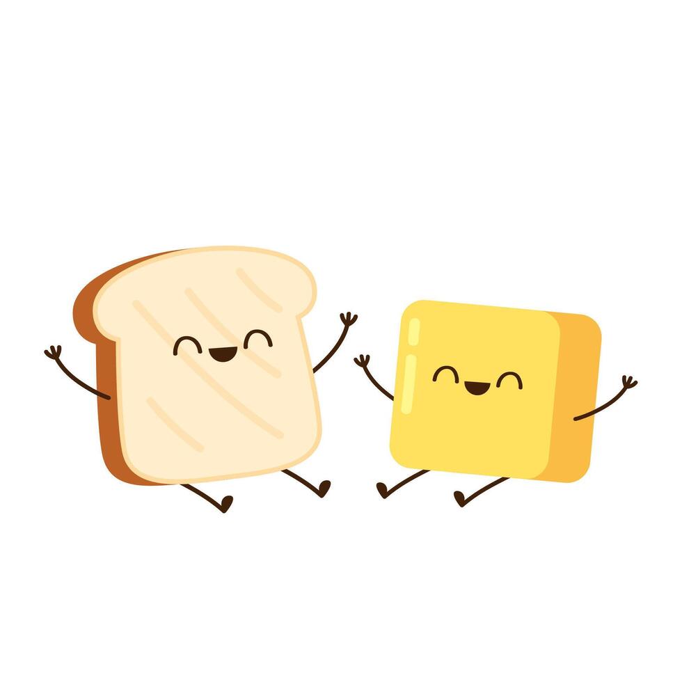 Bread and Butter character design. bread . vector