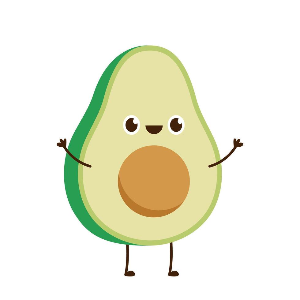 Avocado character design. avocado on white background. Avocado meditation. vector