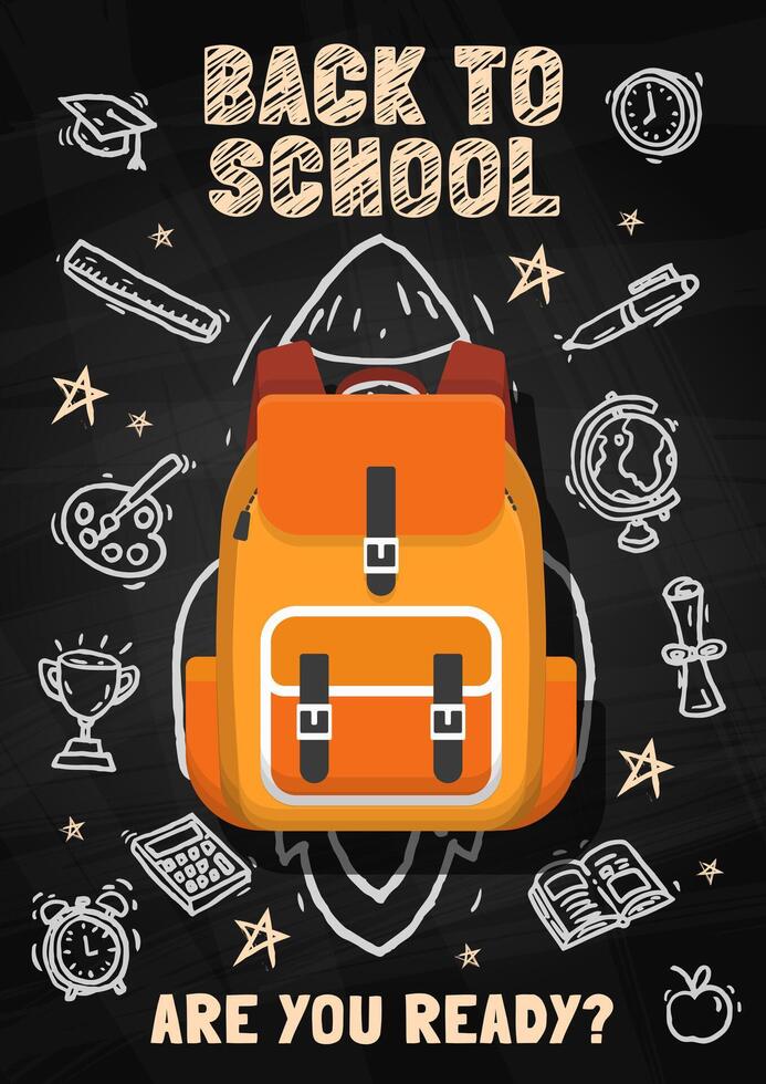 Back to school banner with school items and elements. vector