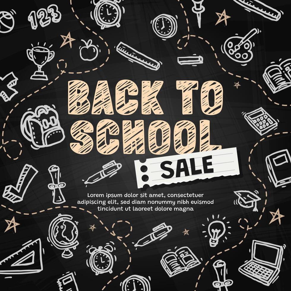 Back to school banner with school items and elements. vector