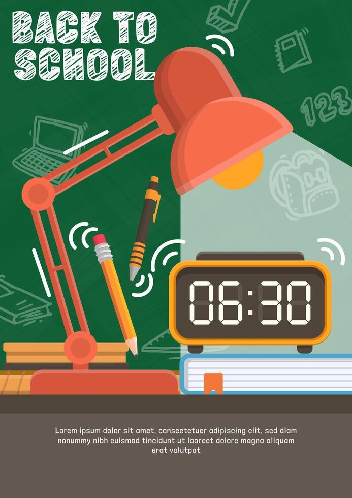 Back to school banner with school items and elements. vector