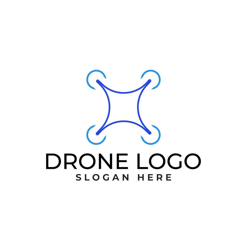 Modern and simplistic drone logo with geometric shape and minimalist element vector