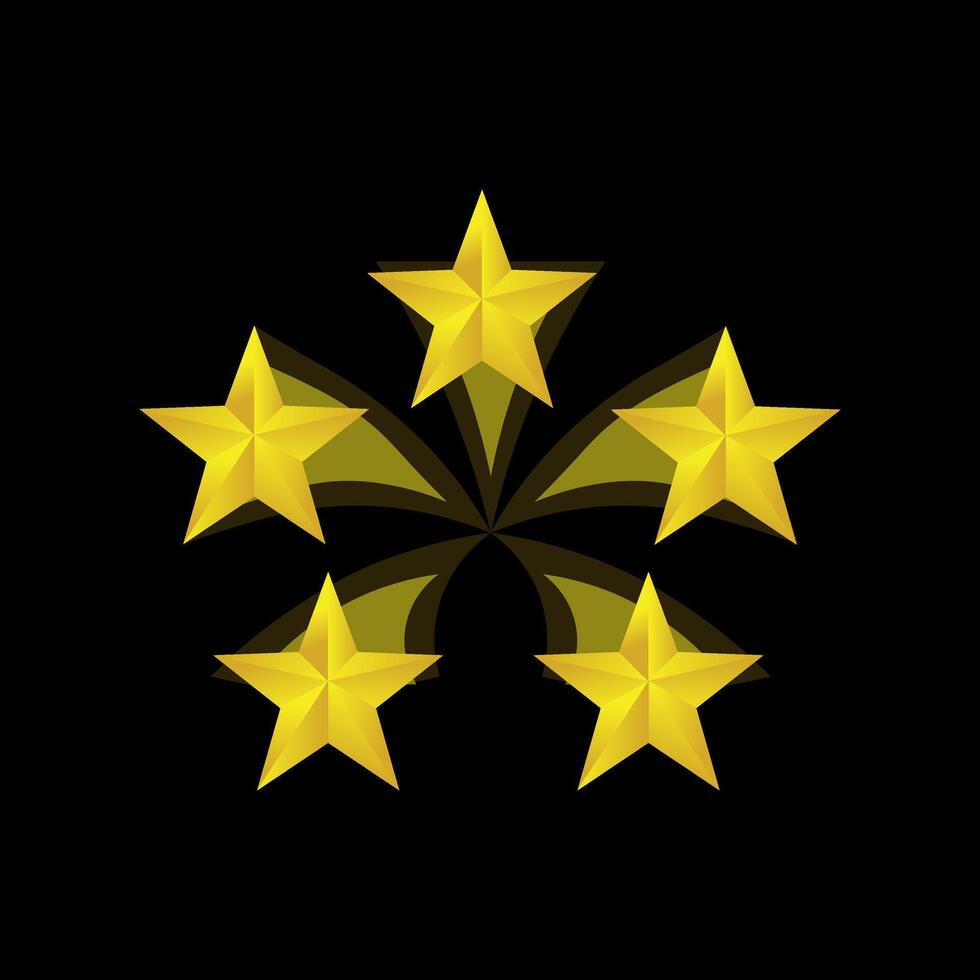 5 star ratings with swooshing star in black background vector