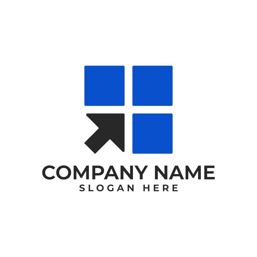 Window logo in modern and minimalist style with the upward cursor arrow to represent digital technology industry vector