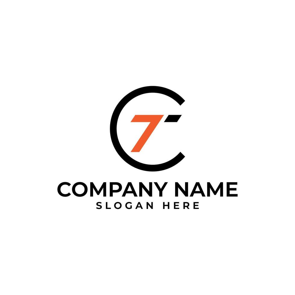 TC initial logomark with the letter T is in the shape of forward arrow in orange color with the modern minimalist and geometric style vector