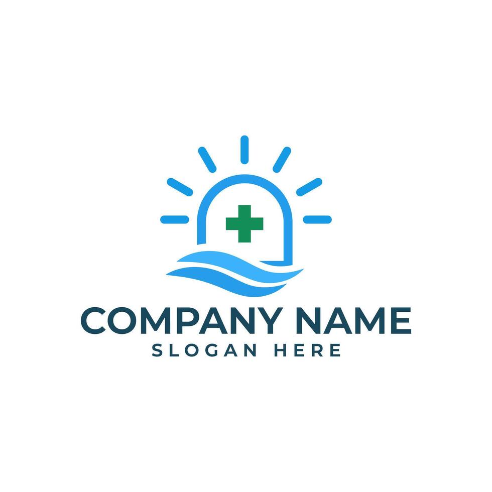 coast Ambulance logo with element of siren inside medical cross and wave vector