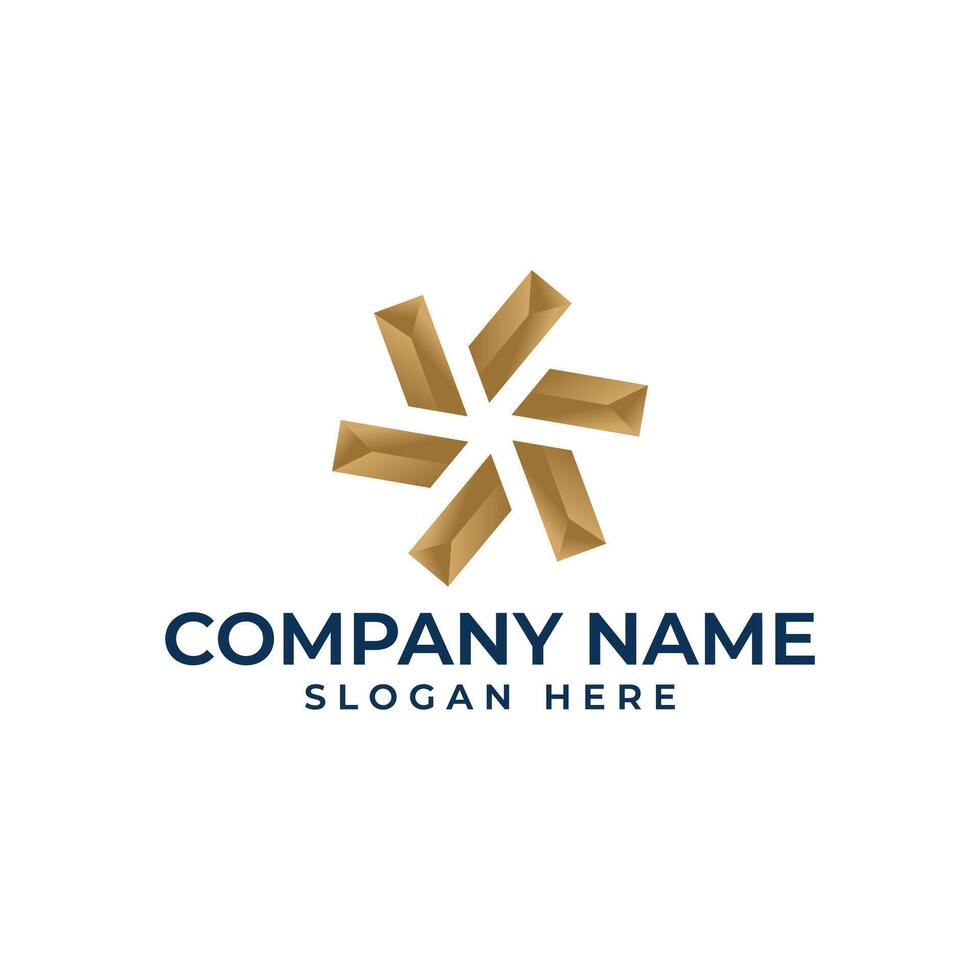 Gold bar logo in community shape with royal blue and gold color vector