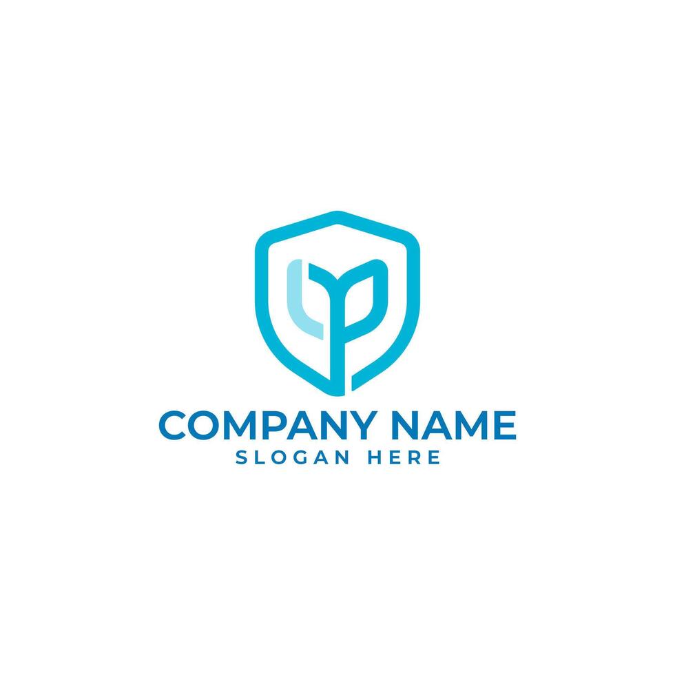 LP initial lettermark with the LP as the sprout to represent growth and the shield represent guardian and togetherness vector