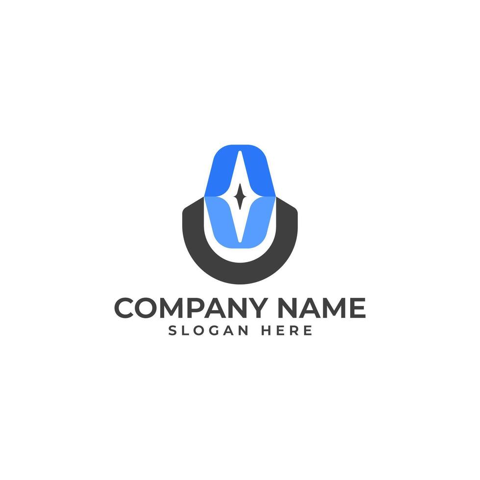Professional and best logo for the UAV letter mark in modern and abstract style of a house and drone aerial photography in blue and black color palette vector