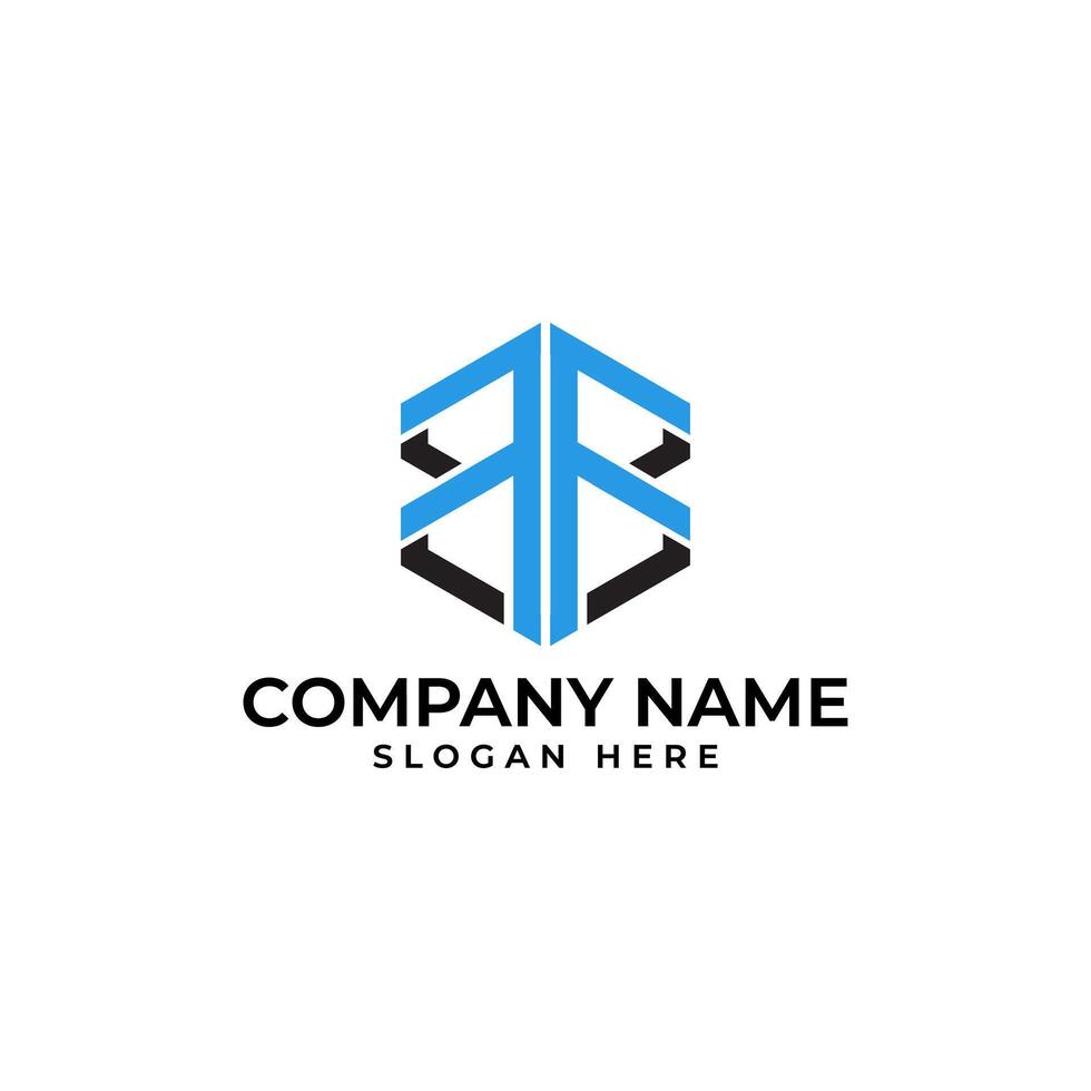 modern abstract and minimalist FB lettermark in the shape of an hexagon in blue color vector