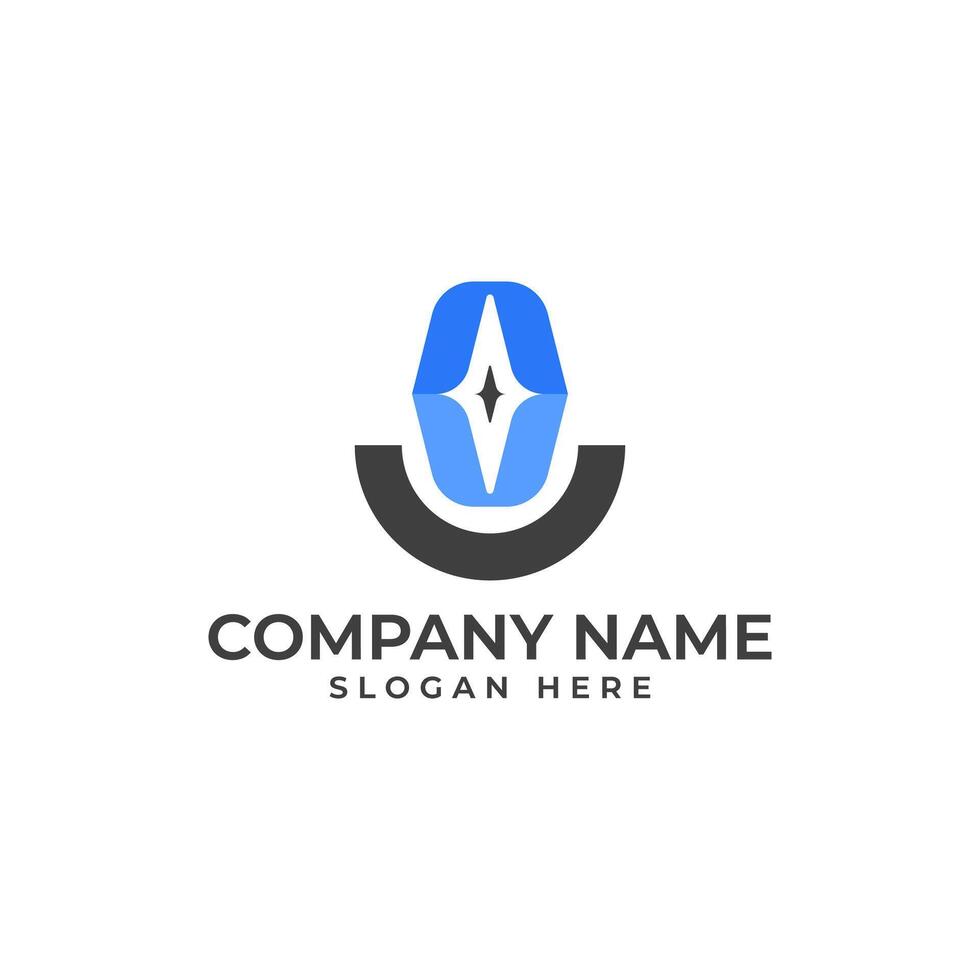 Professional and best logo for the UAV letter mark in modern and abstract style of a house and drone aerial photography in blue and black color palette vector