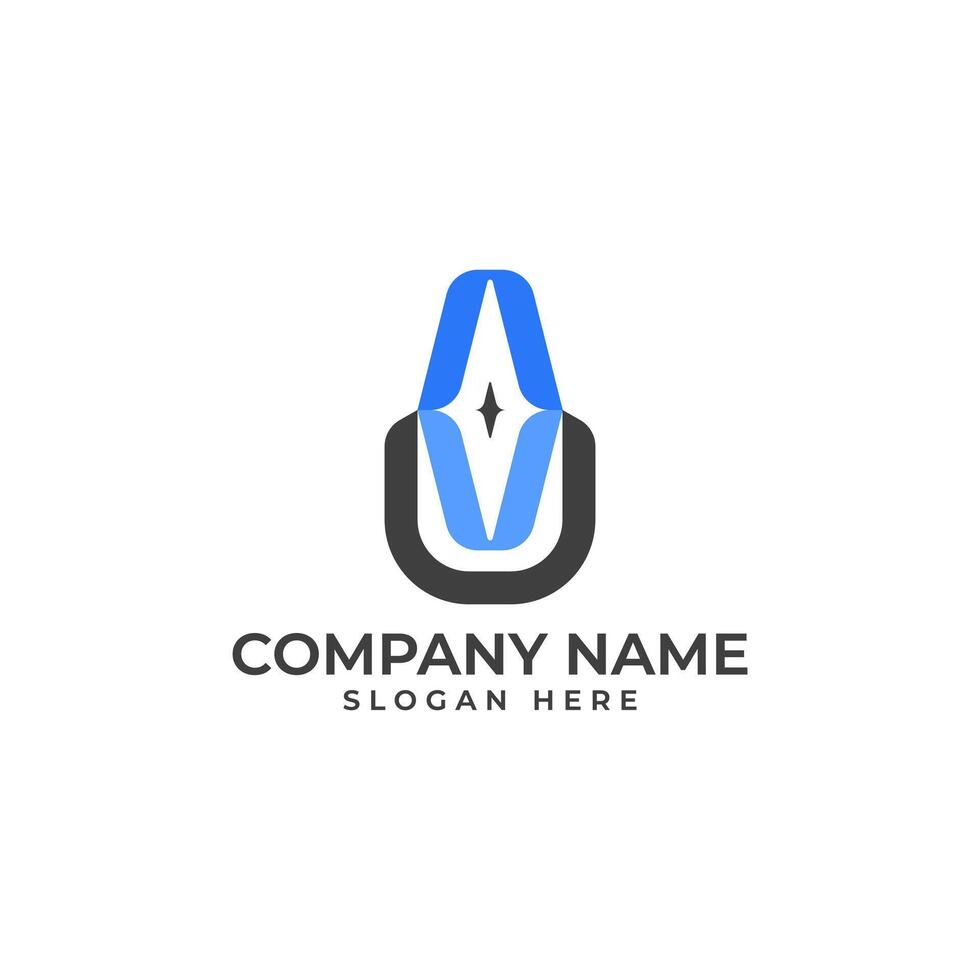 Professional and best logo for the UAV letter mark in modern and abstract style of a house and drone aerial photography in blue and black color palette vector