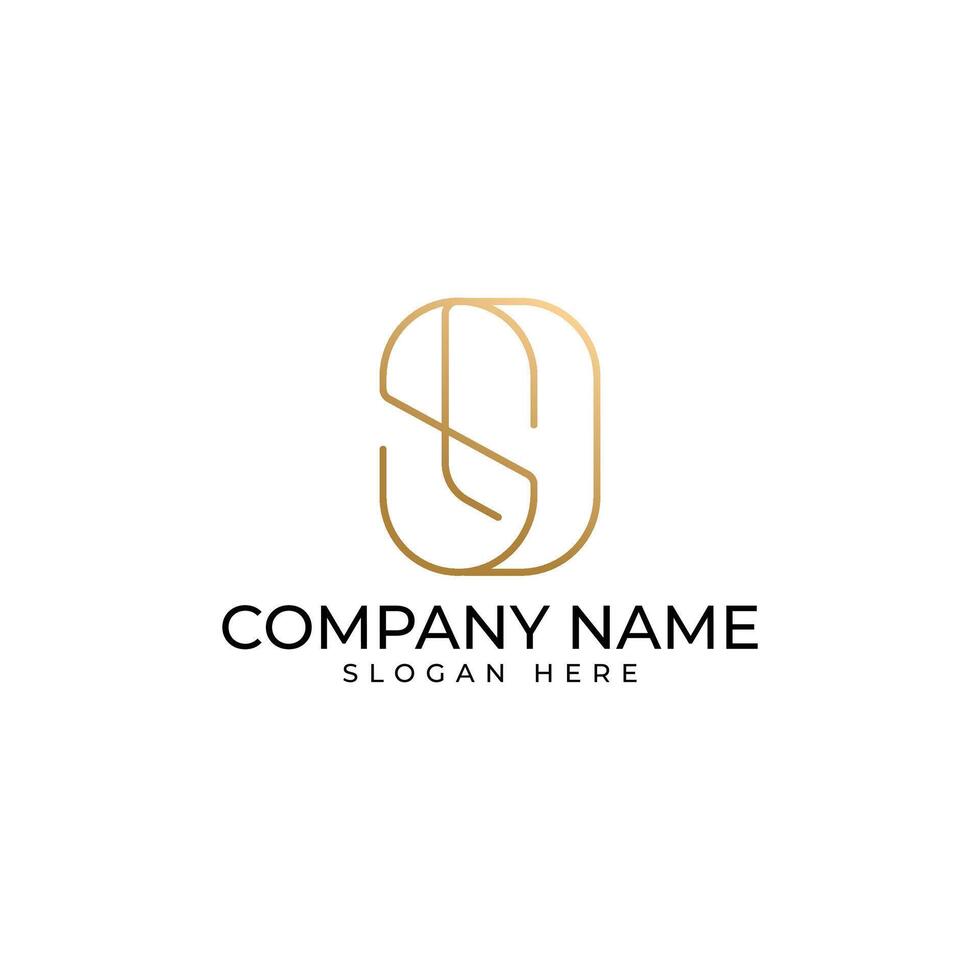 The LSD initial in the shape of infinity sign with black and gold gradient executed in luxury elegance modern geometric and minimalist style vector
