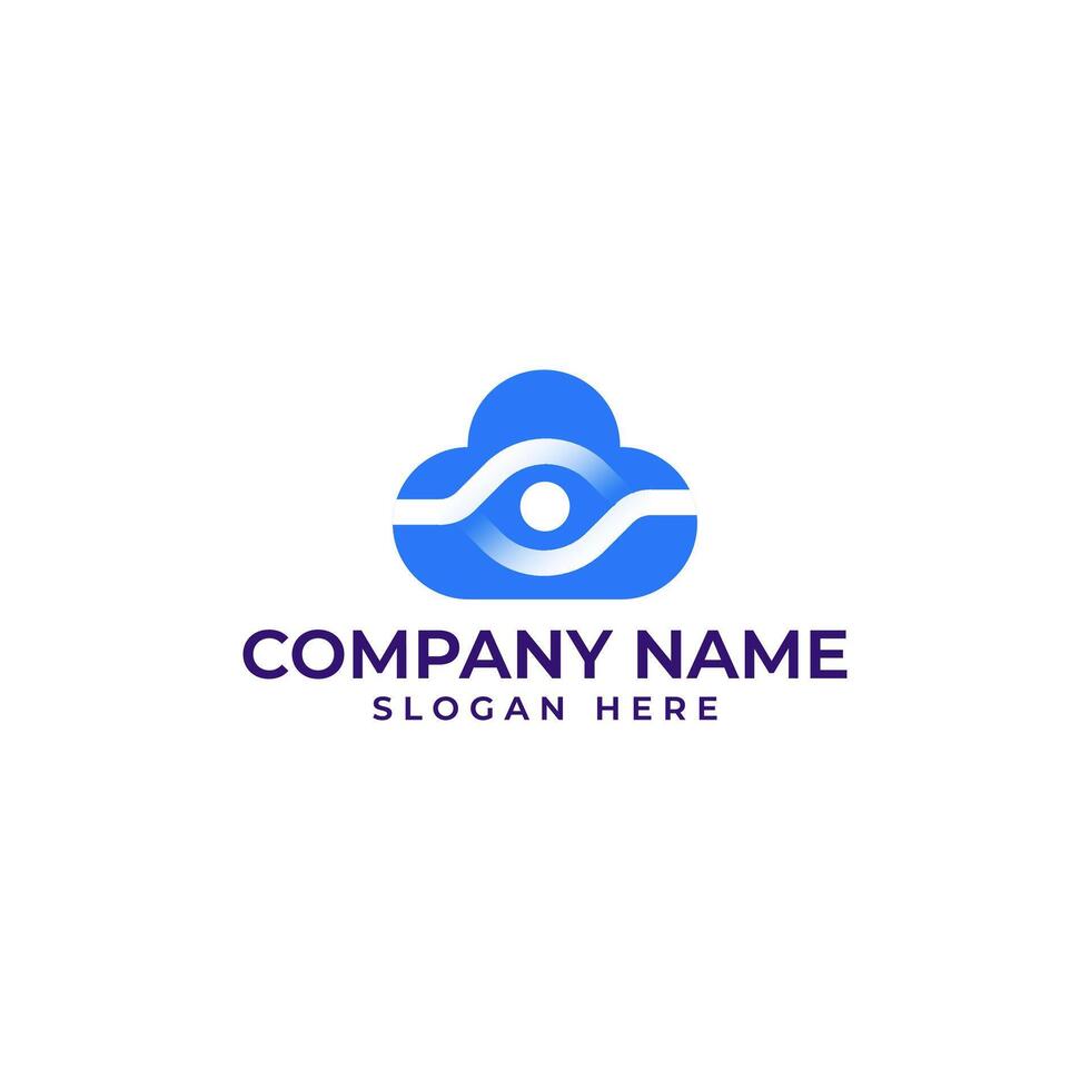 cloud Technology logo with the eye element to monitoring in modern and minimalist style vector