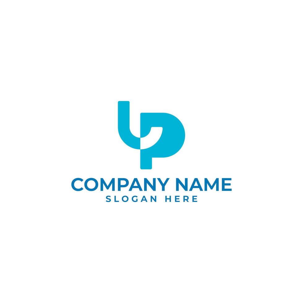 LP initial lettermark with the letter L connect to the letter P in geometric style to represent releationship and togetherness and the smile represent happiness vector