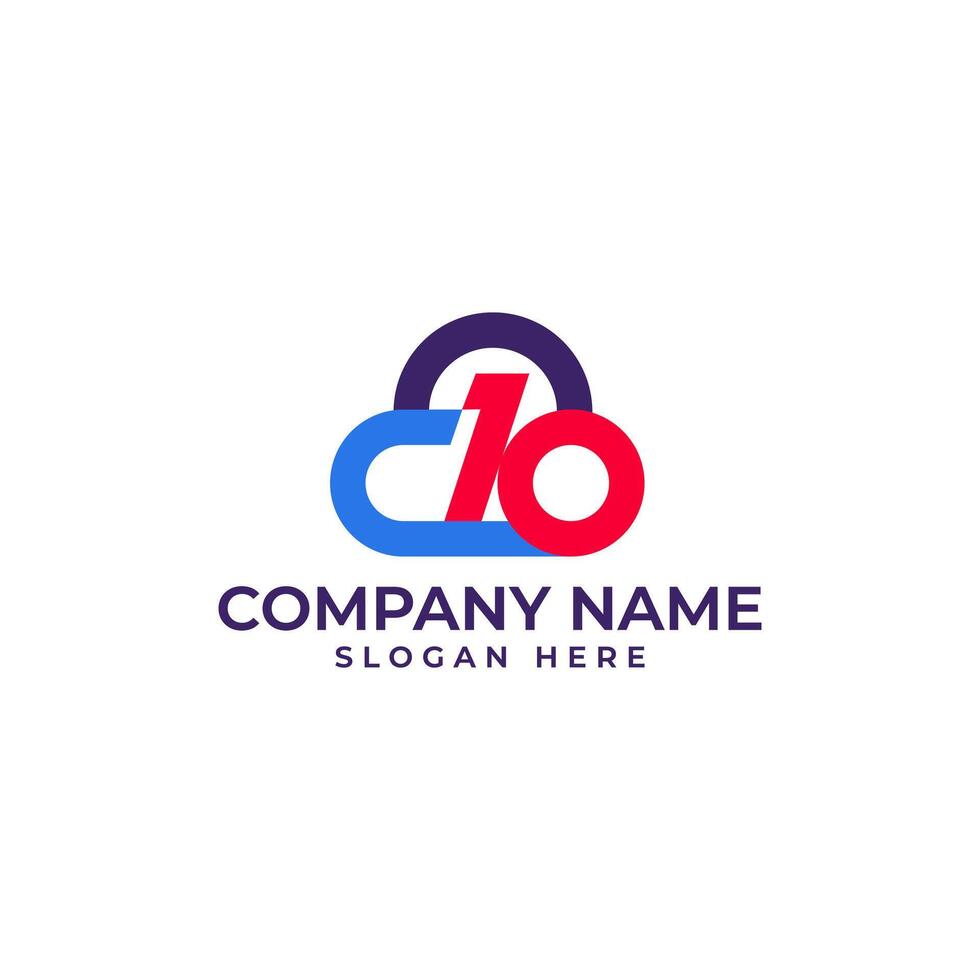 Cloud technology with C10 initial lettermark in modern abstract minimalist style vector