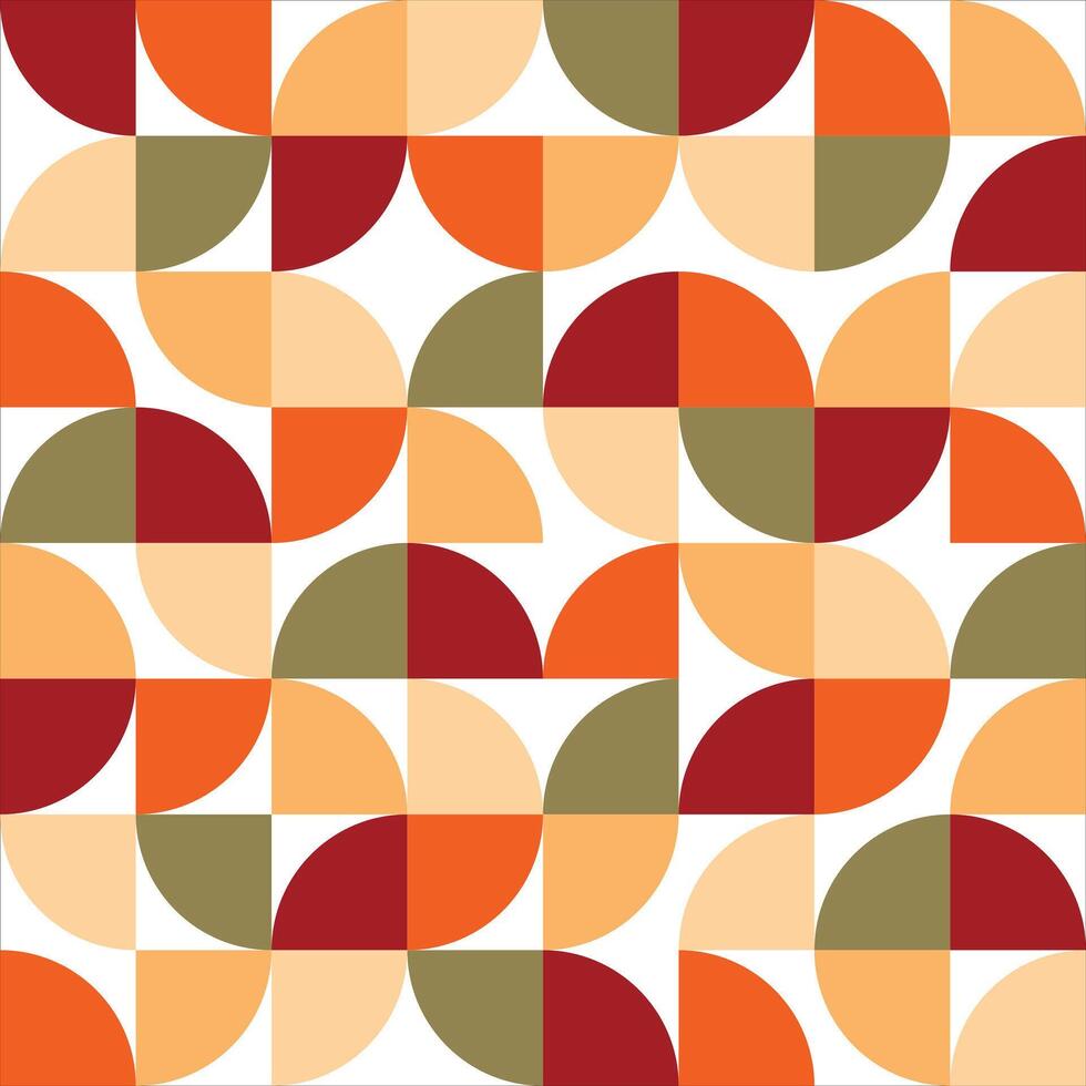 Seamless background of geometric Bauhaus pattern in Orange color theme vector