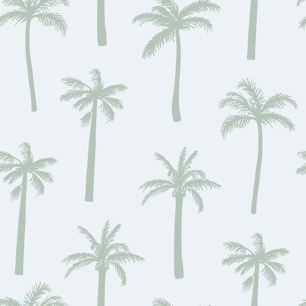 Hand drawn palm tree silhouette seamless pattern. Summer palm beach modern design for textile, fabric, wrapping paper, cover vector