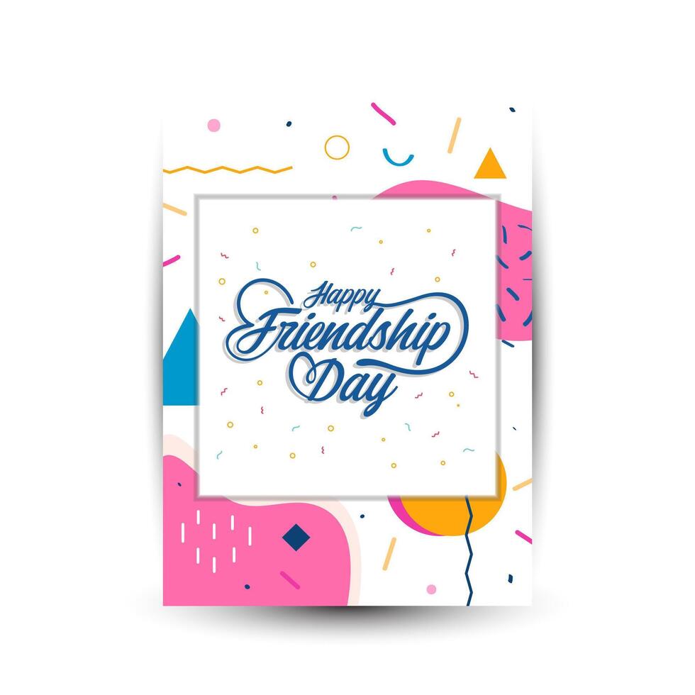 Modern trend Vertical poster template for friendship day celebration memphis background element vector