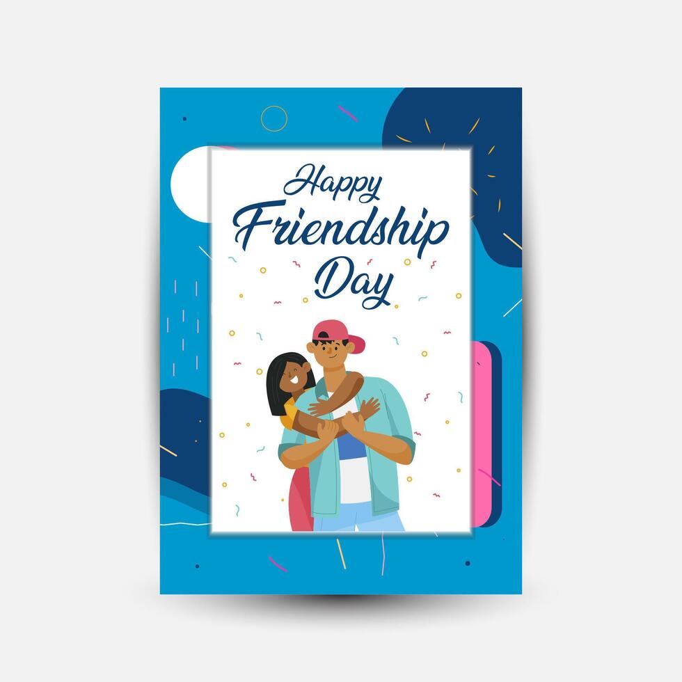 Modern trend Vertical poster template for friendship day celebration memphis background element vector