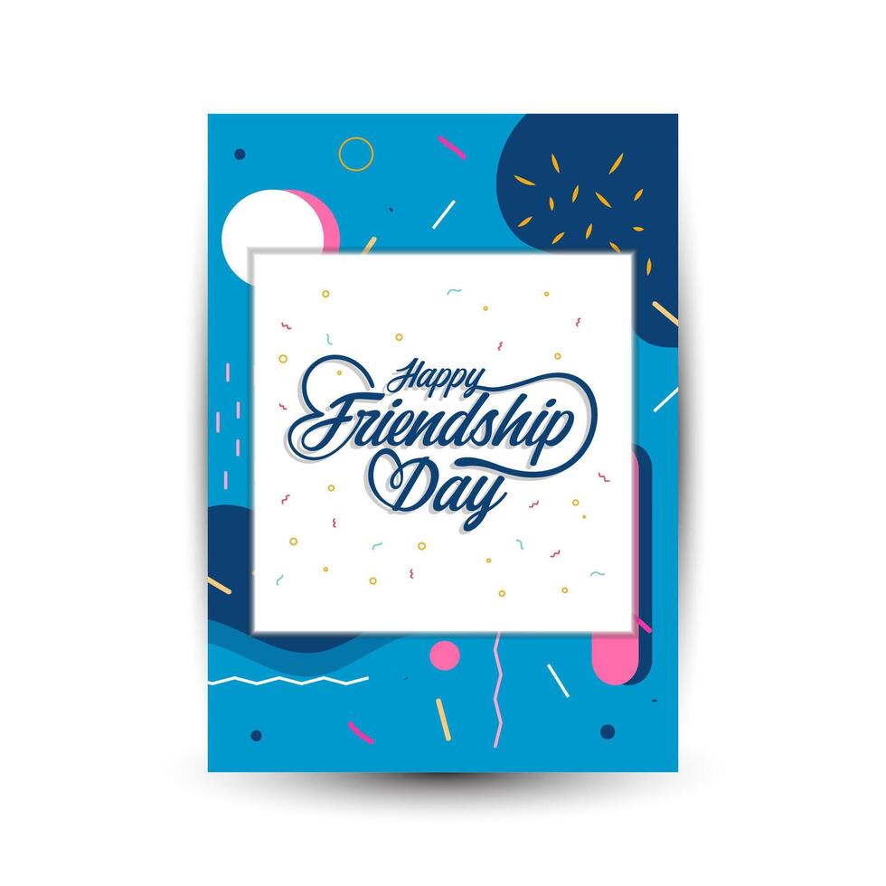 Modern trend Vertical poster template for friendship day celebration memphis background element vector