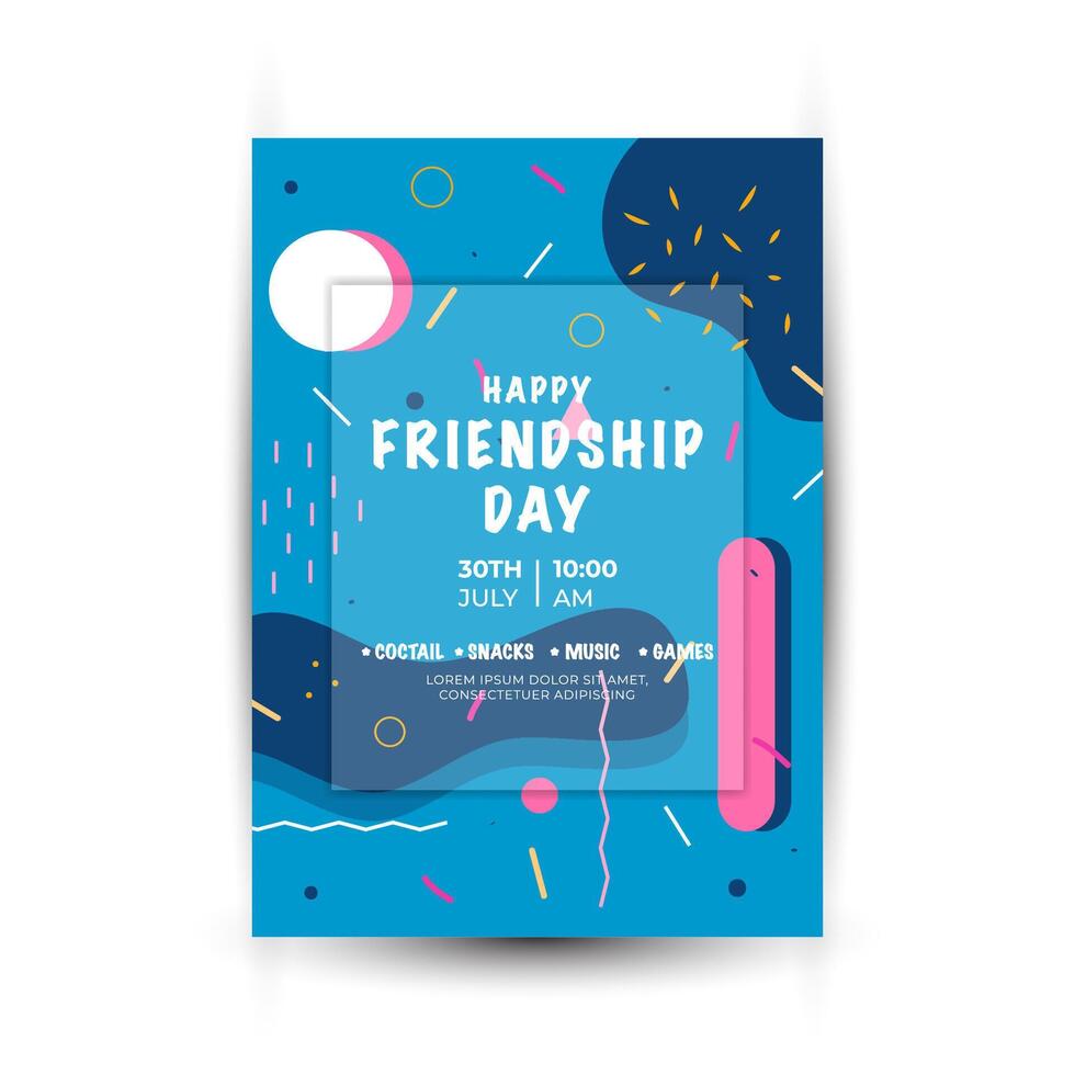 Modern trend Vertical poster template for friendship day celebration memphis background element vector
