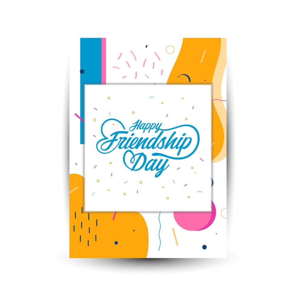 Modern trend Vertical poster template for friendship day celebration memphis background element vector