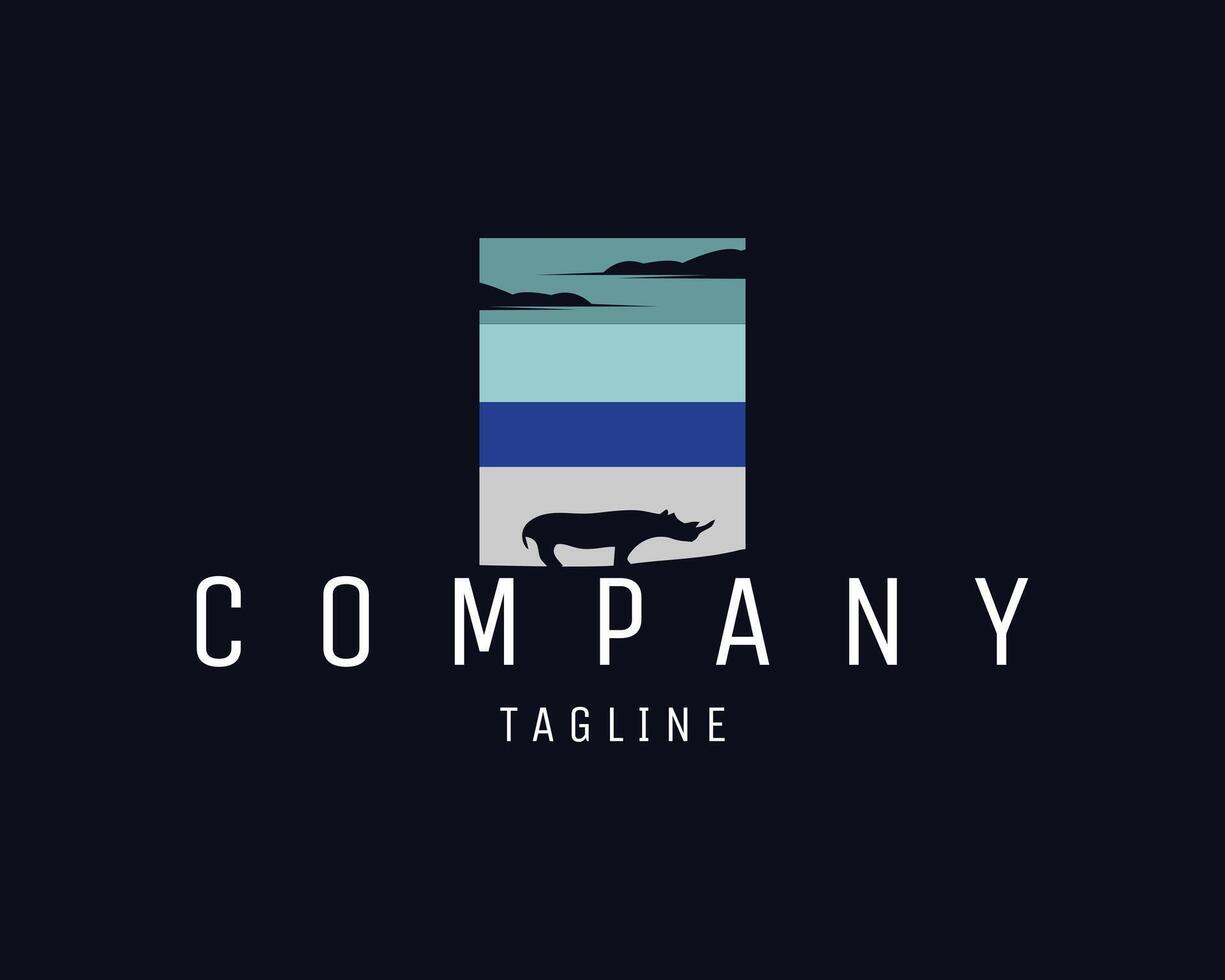 vintage rhino silhouette. greeted on a black background. with the appearance of a rhino running in the middle of a beautiful sunset sky. best for logo, badge, emblem, icon, sticker design. vector