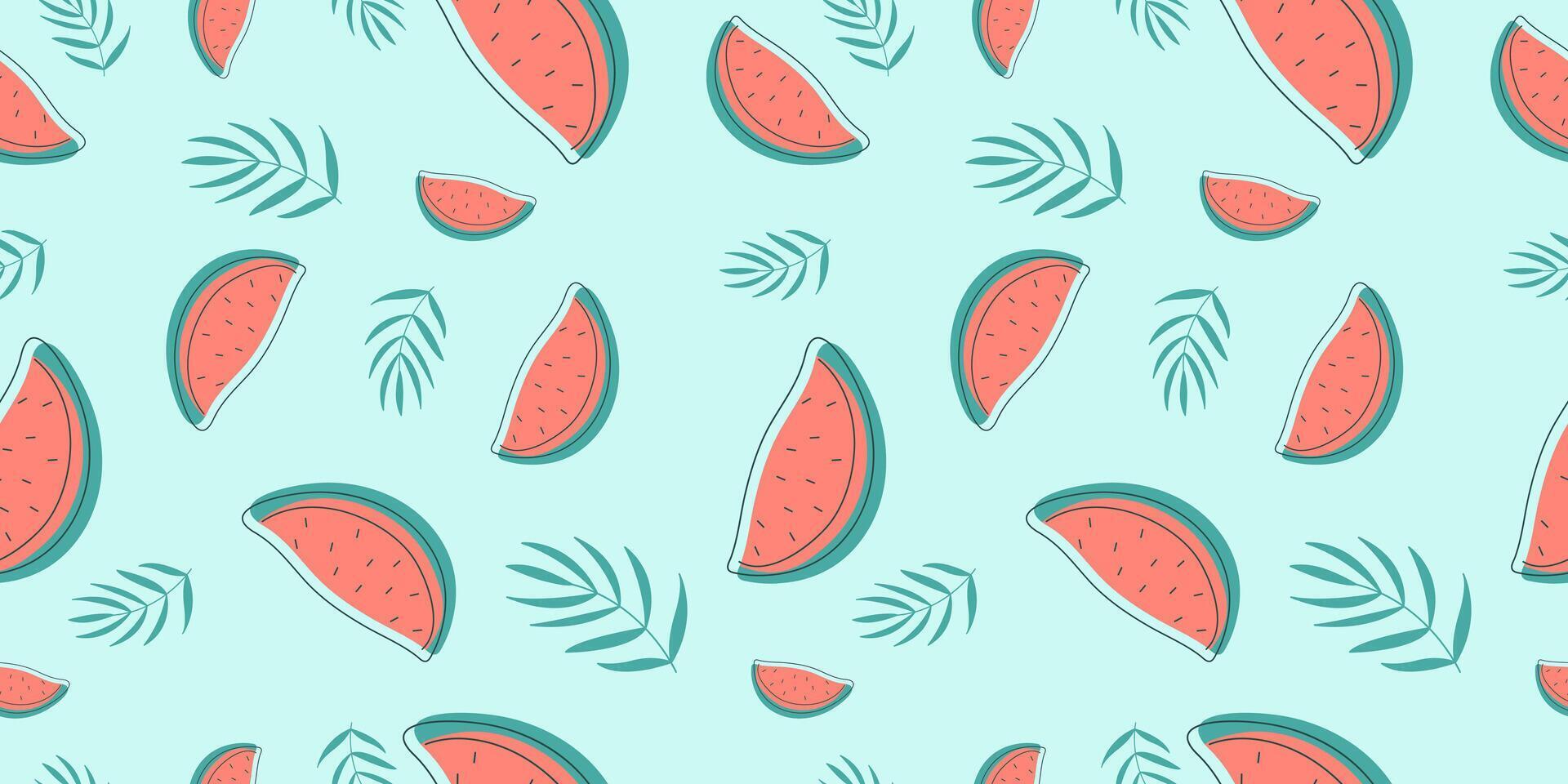 Seamless pattern with summer elements on blue background for fabric, drawing labels, print on t-shirt, wallpaper of children's room, vacation, holiday or summer design. vector
