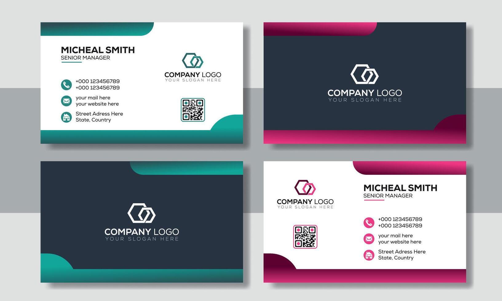 Simple Business Card Design. Sleek Contemporary Business Card Layout vector