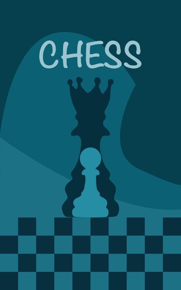 Poster for chess championship in blue colors. International chess day. vector