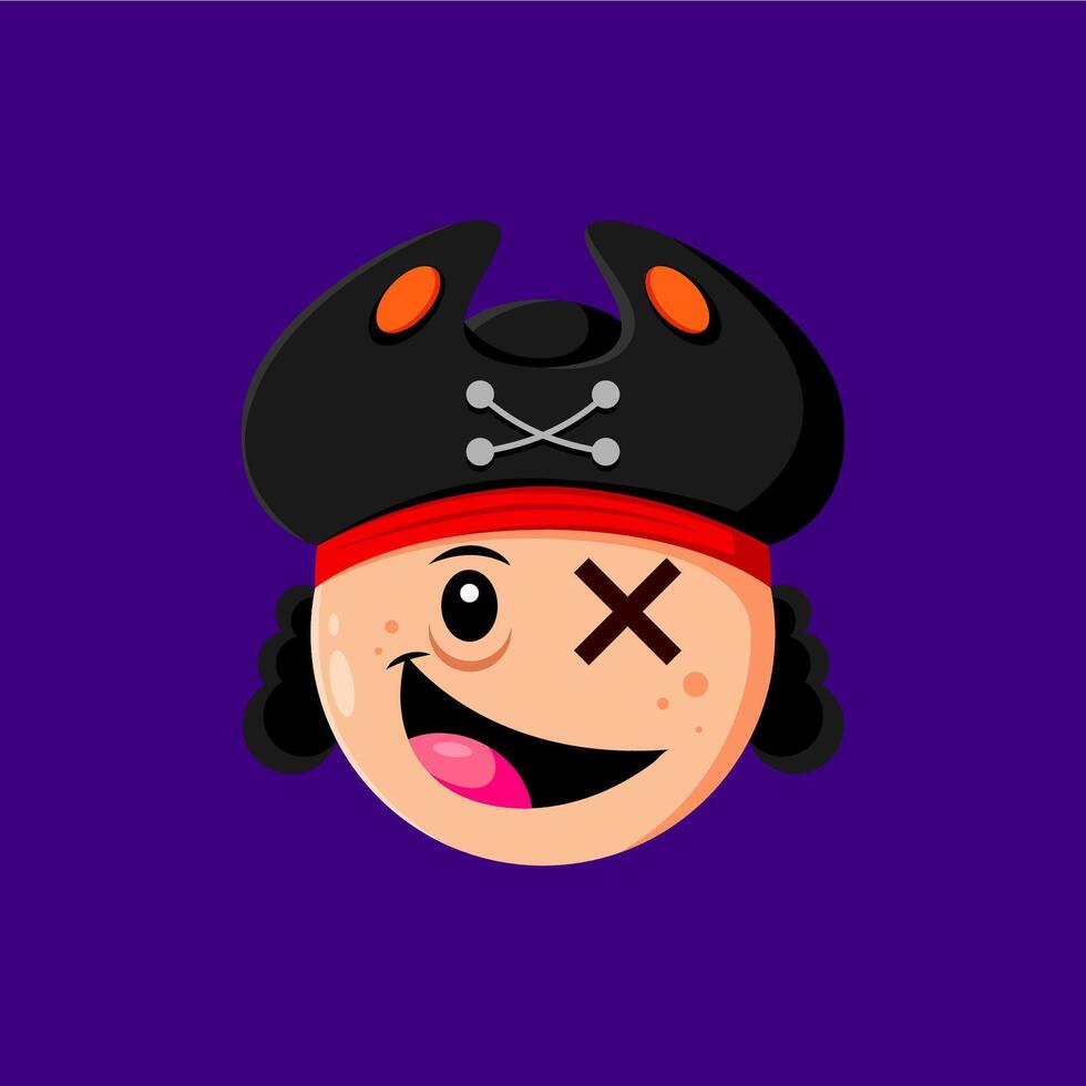 Halloween holiday pirate emoji cartoon character vector