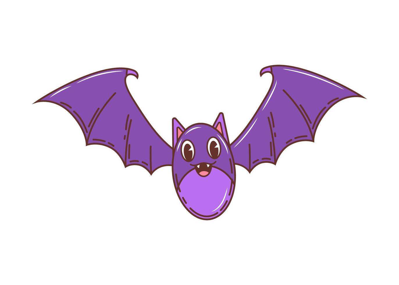 Cartoon retro groovy bat for Halloween holiday vector