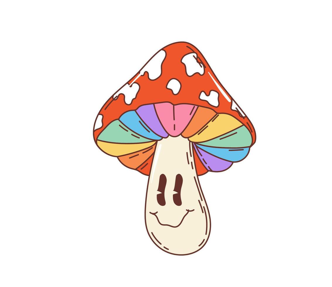 Retro groovy mushroom psychedelic hippie character vector