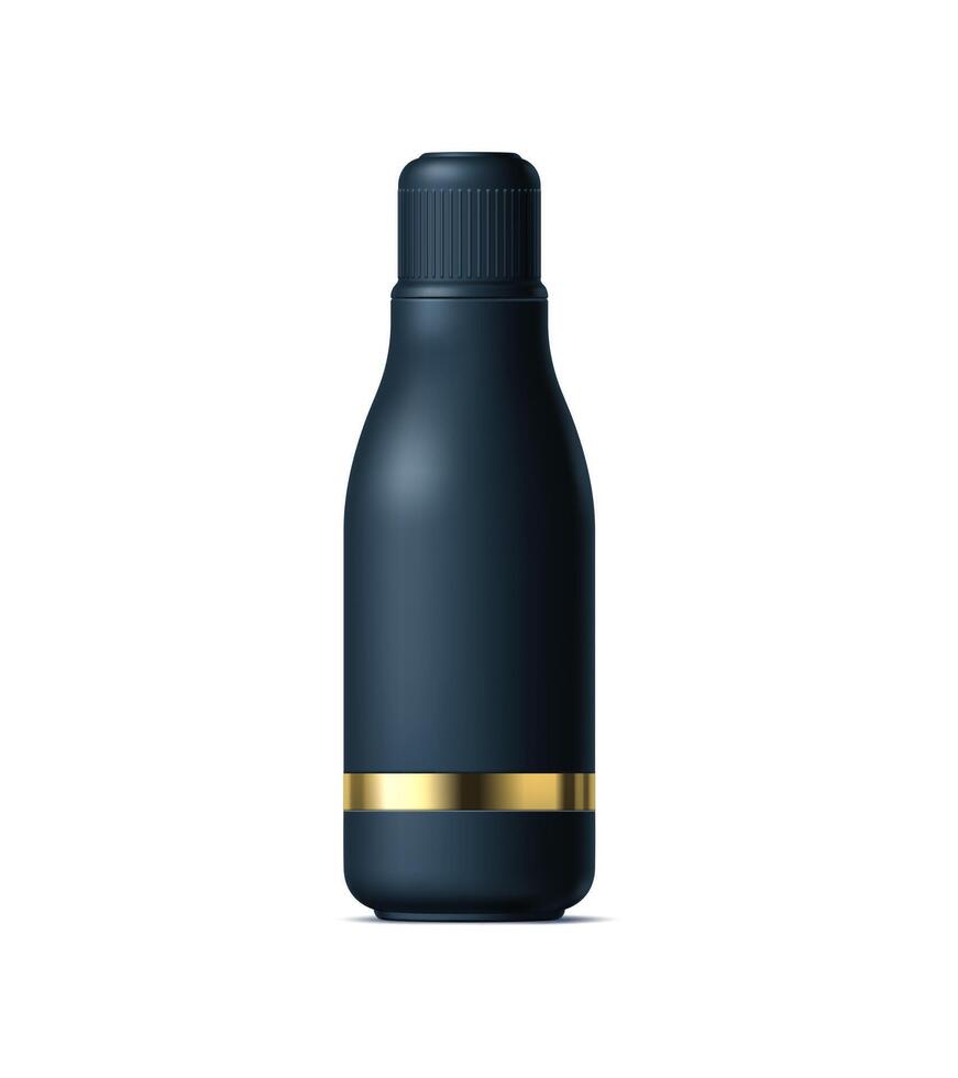 Realistic black cosmetics bottle with screw-on lid vector