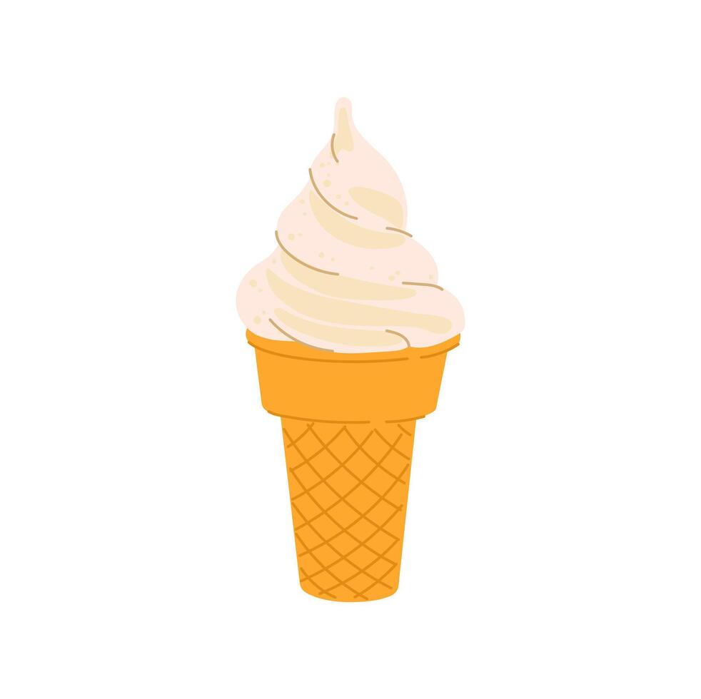 Ice cream waffle cone creme brulee dessert food vector
