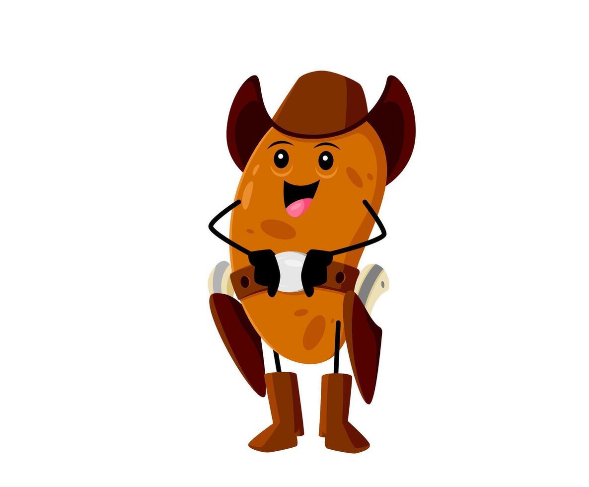Cartoon wild west potato cowboy veg character vector