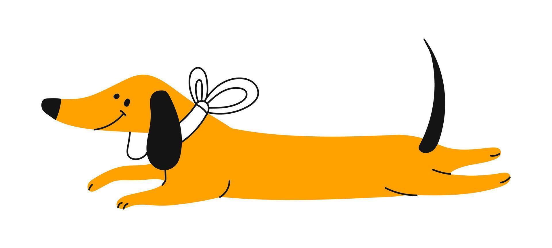 Cute dog dachshund doodle, cartoon puppy animal vector