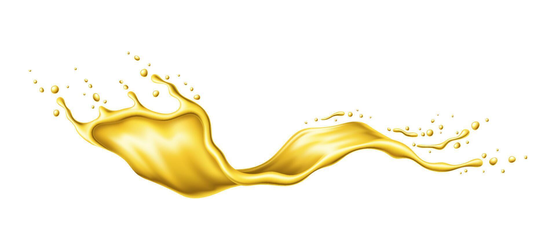 Yellow beer, oil or juice splash, liquid swirl vector