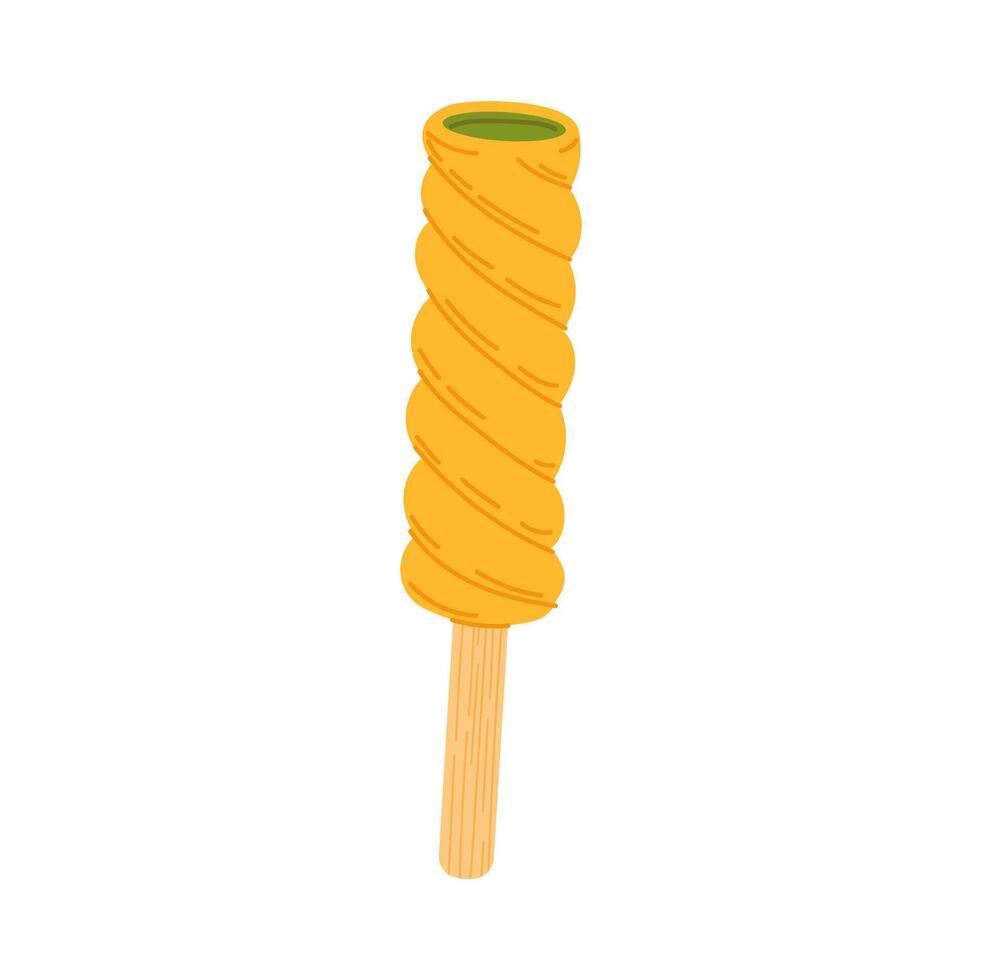 Swirly ice-cream, yellow glazed icecream on stick vector