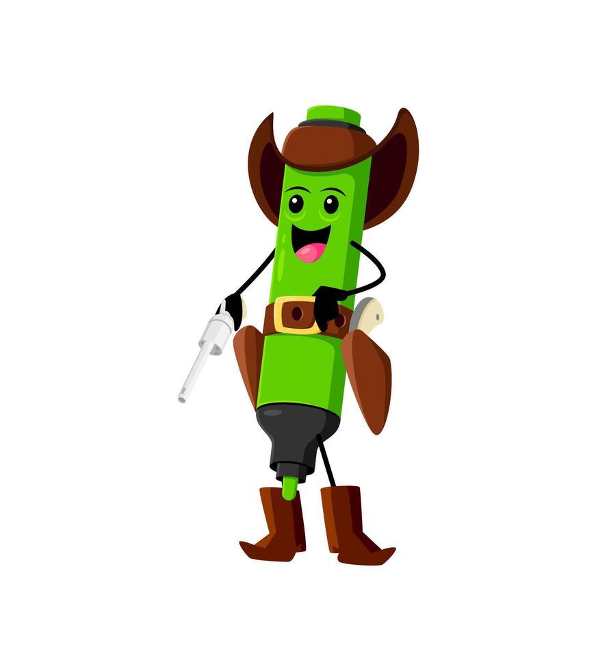 Cartoon felt-tip pen supply cowboy with a rifle vector