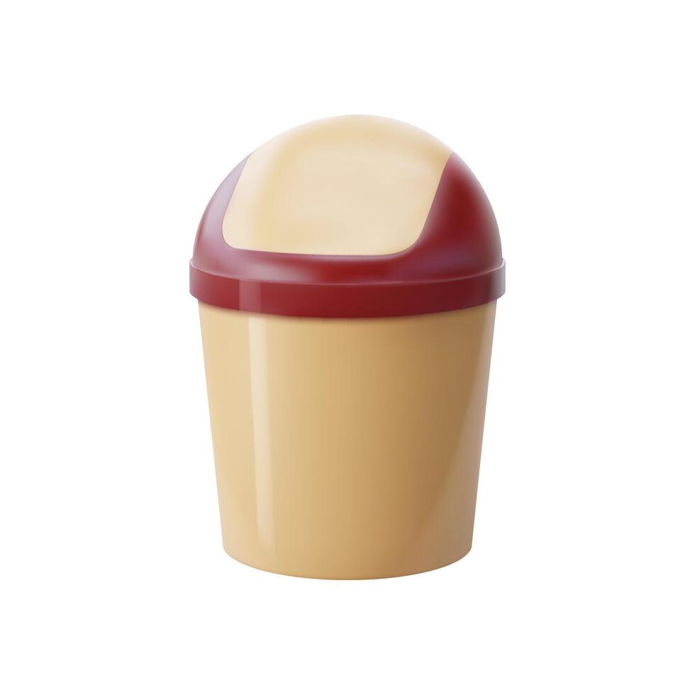 Realistic bucket, plastic container, 3d bin vector