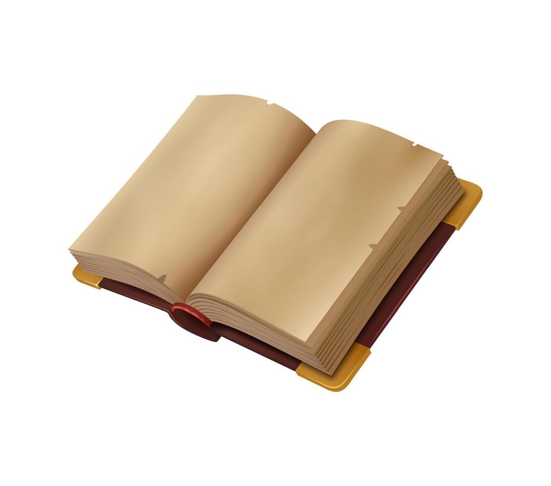 Game book, open tome with old, rugged pages vector