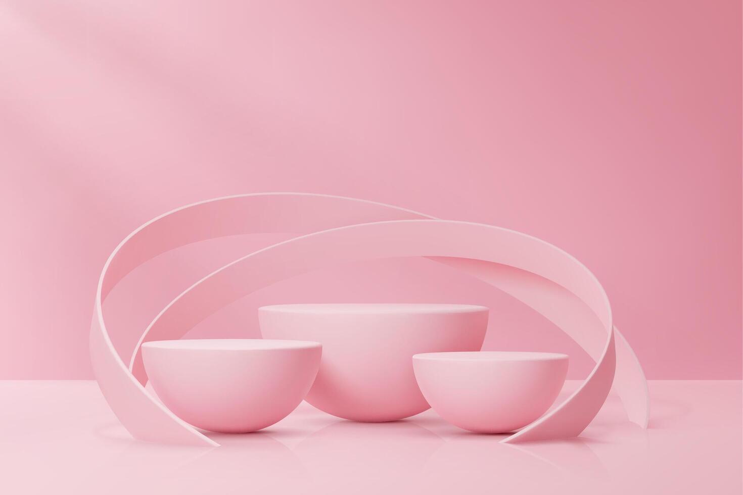 Round pink podium stage with half rounded sphere vector