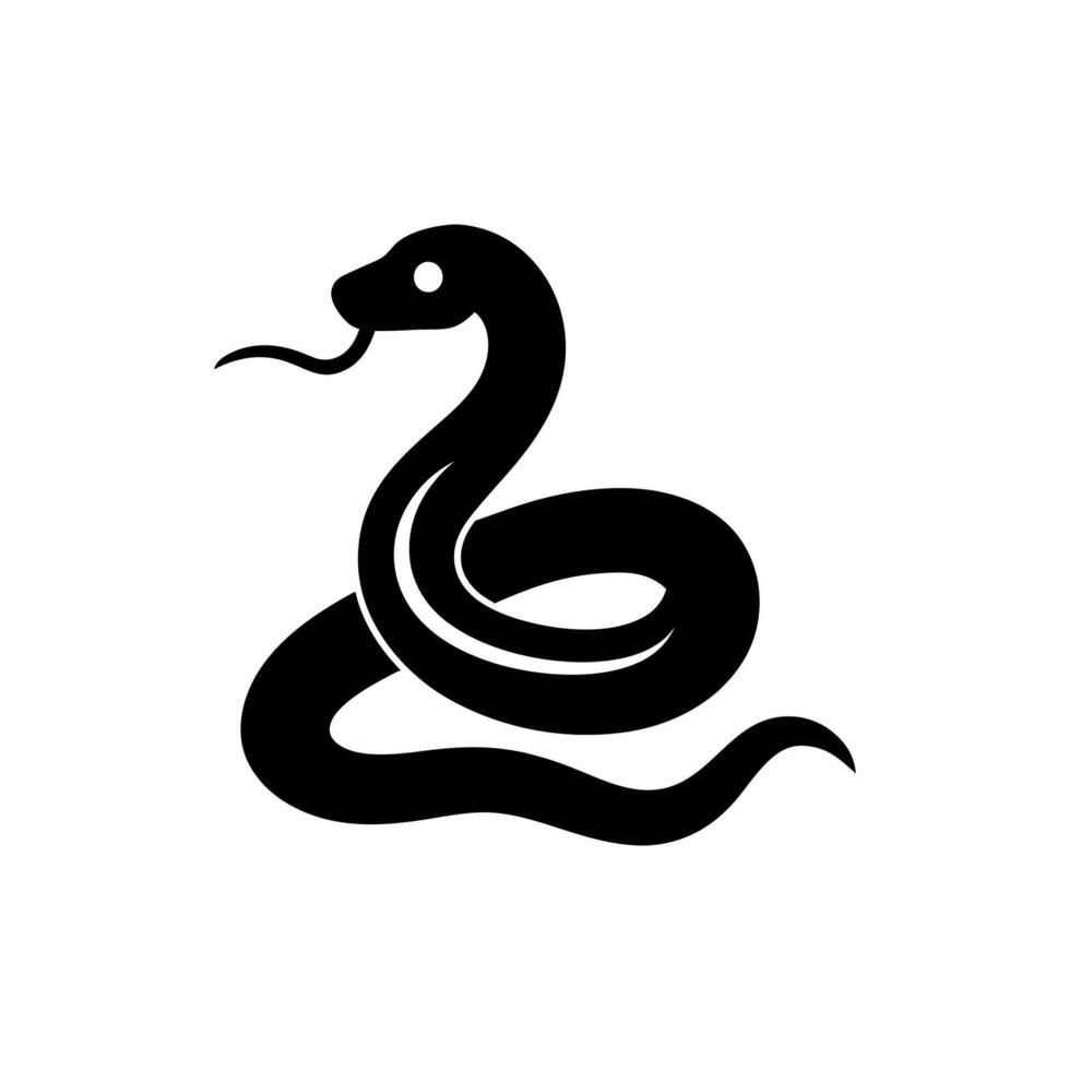 Black beautiful rearing snake fine silhouette. Over white, Symbol of the year, snake, viper silhouette vector