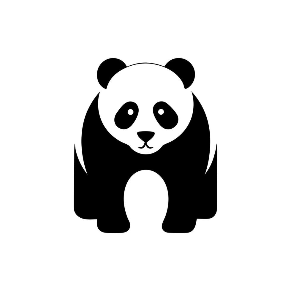 panda bear silhouette Logo design template. Panda Icon Illustration black white, Minimal panda logo template animal logo icon adorable panda head logo template vector