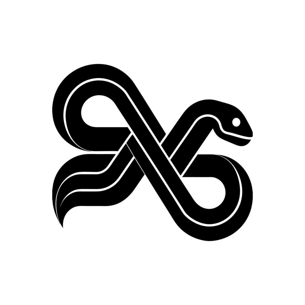 Black beautiful rearing snake fine silhouette. Over white, Symbol of the year, snake, viper silhouette vector