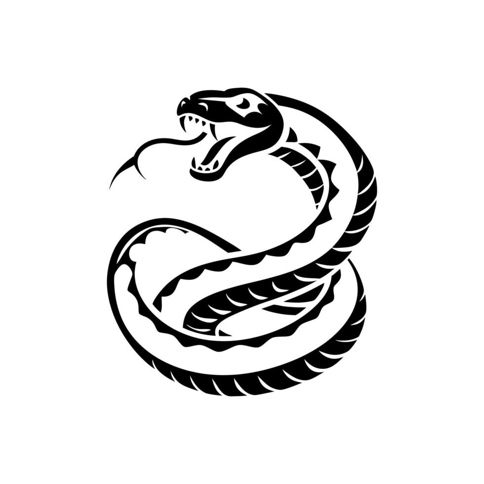 Black beautiful rearing snake fine silhouette. Over white, Symbol of the year, snake, viper silhouette vector