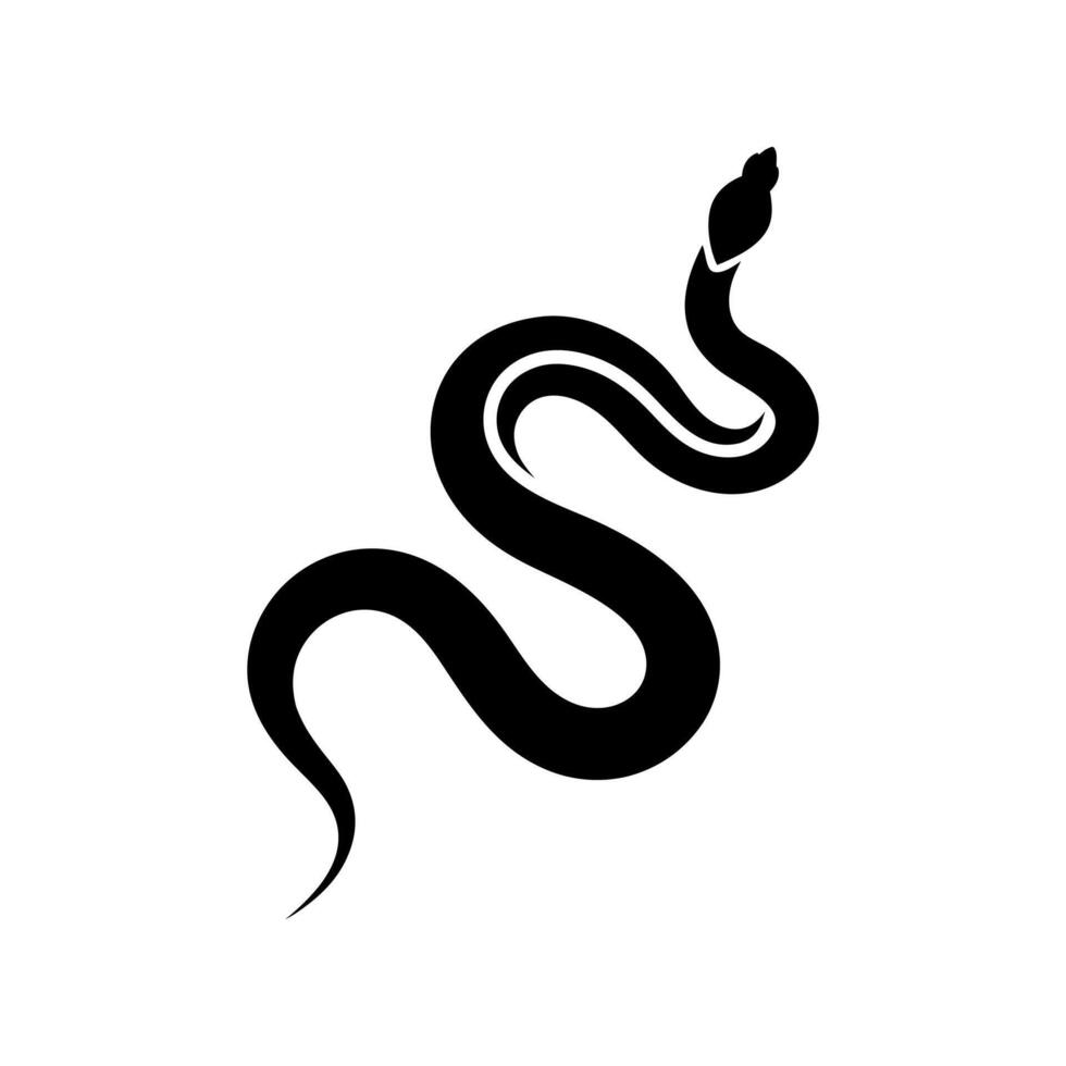 Black beautiful rearing snake fine silhouette. Over white, Symbol of the year, snake, viper silhouette vector