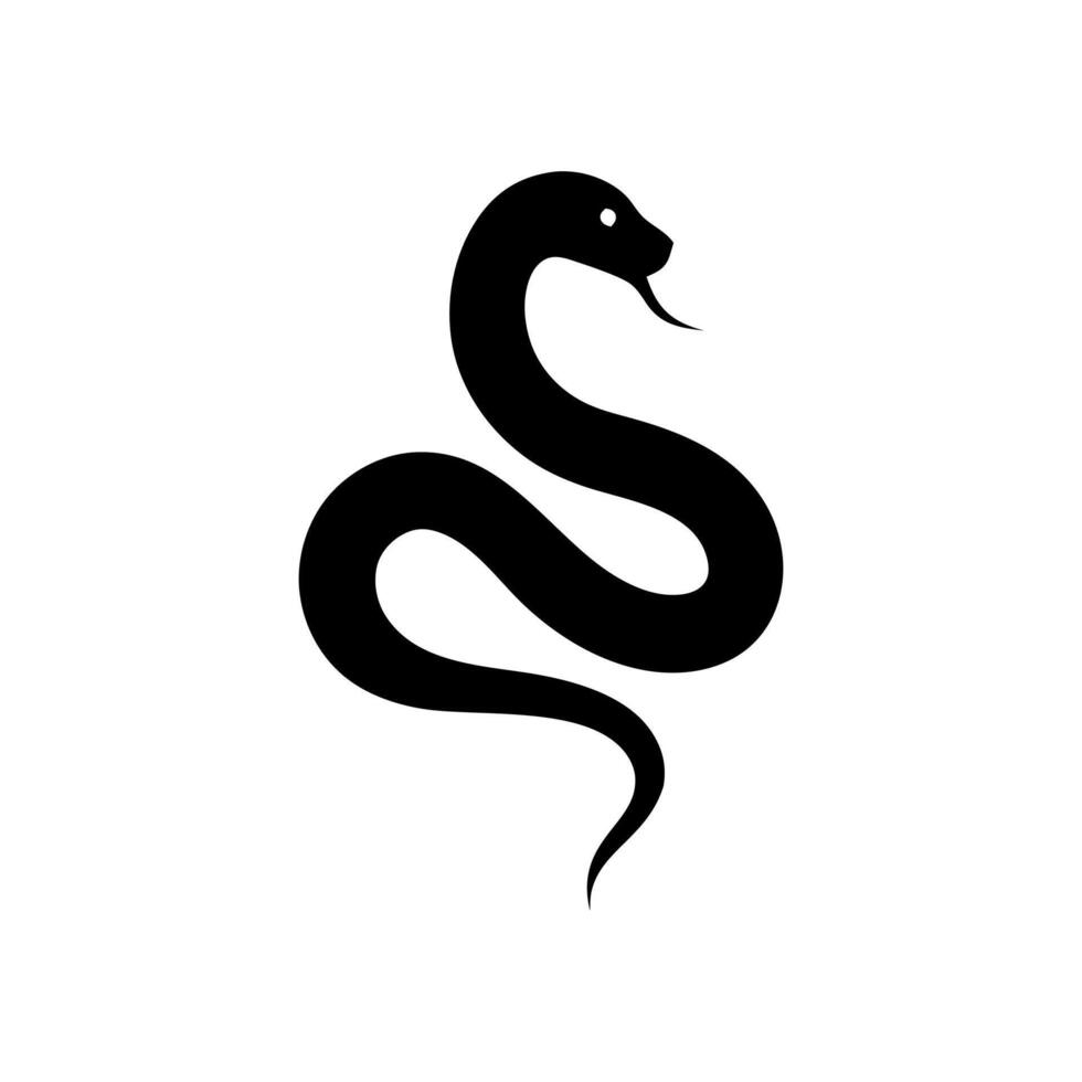 Black beautiful rearing snake fine silhouette. Over white, Symbol of the year, snake, viper silhouette vector